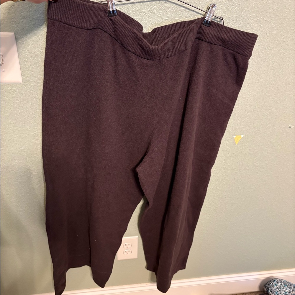 Brown Wide-Leg Sweater Pants